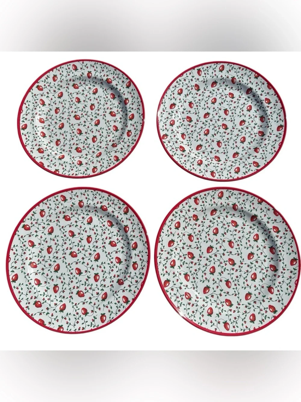Sur La Table Wild Strawberry Melamine Plates Set of 8 Dinner Salad Cottagecore